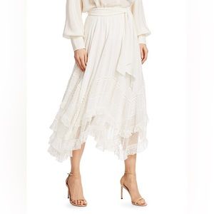 Zimmermann Brightside Handkerchief Hem Skirt in Pearl